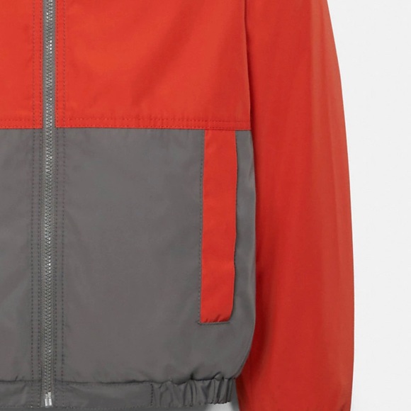 New Coach Gray Orange REVERSIBLE Short Parka Wind Breaker Men Jacket L - Picture 4 of 9